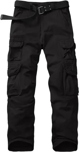 Men's Cargo Pants Cotton Ripstop Hiking Work Pants Comfort Casual Outdoor Pants with Multi Pockets