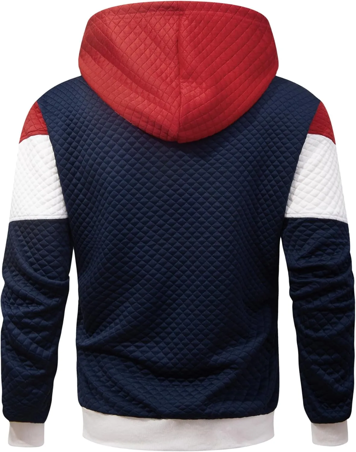 Men's Hoodies Sweatshirt with Kangaroo Pocket Novelty Color Block Pullover Hoodies Long Sleeve Hooded Drawstring