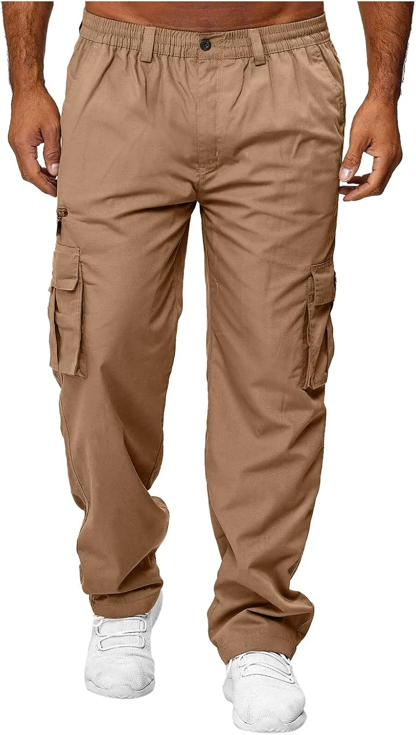 Mens Outdoor Cargo Lightweight Pants Tactical Pant Hiking Jogger Classic Fit Multi Pockets