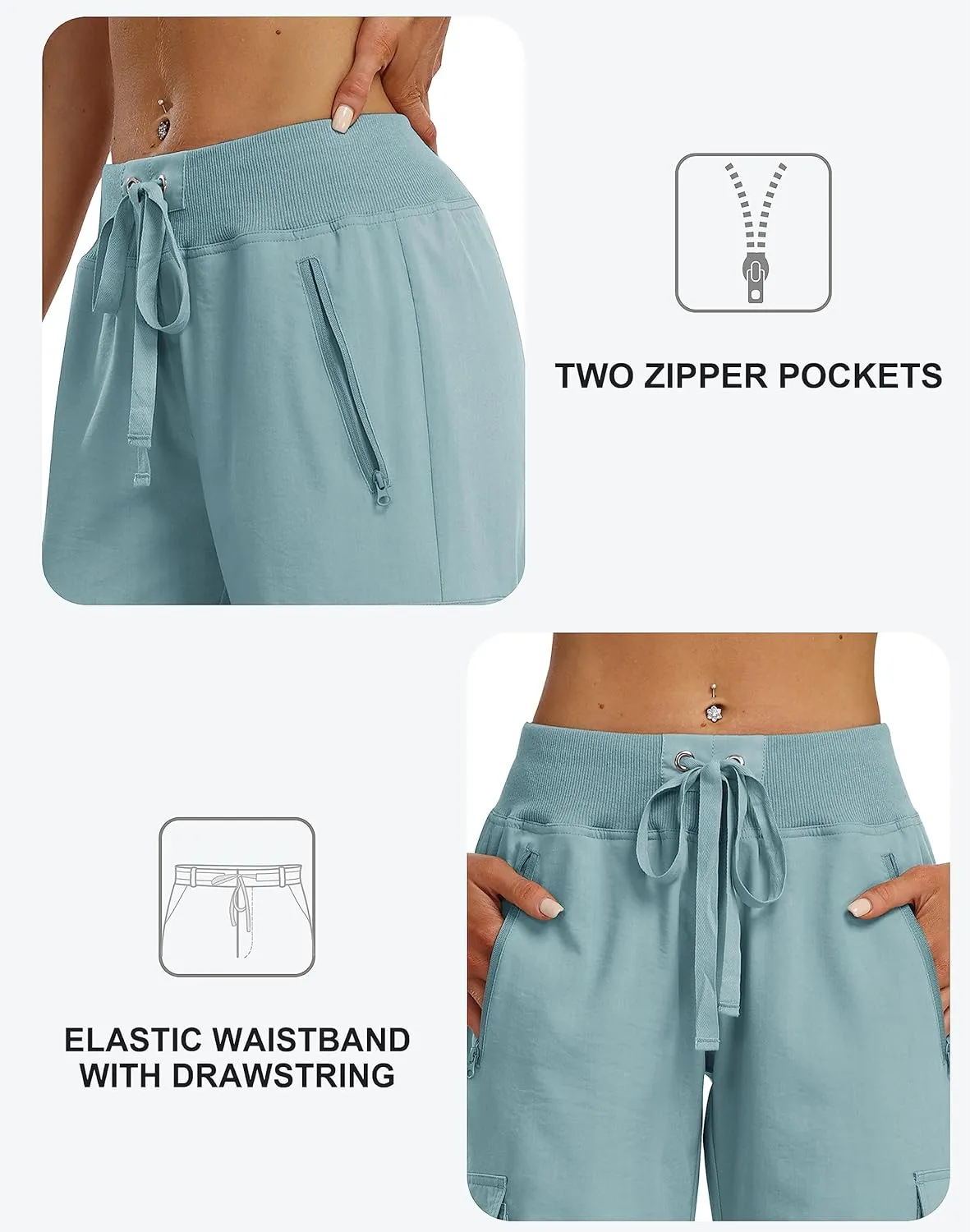MoFiz Women's Cargo Capris Pants Loose Fit Casual Hiking Pants Lightweight Quick Dry Travel Summer Pants for Women