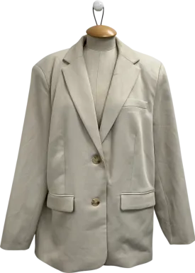 NA-KD Beige Single Breasted Textured Blazer UK 10
