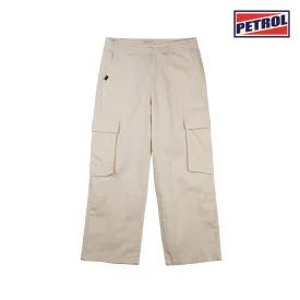 Petrol Ladies Basic Cargo Pants Mid-Rise Fitting Rinse Wash Fabric 162428 (Cream)