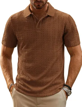 PJ PAUL JONES Mens Polo Shirts Short Sleeve Casual Collared Shirts Textured Stretchy Golf Shirts