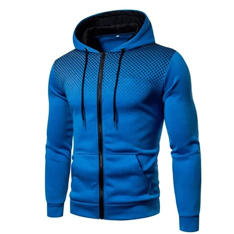 Polka Dot Print Zip-Up Hoodie for Men