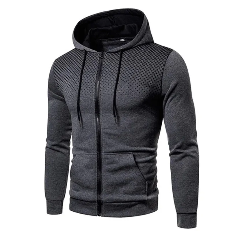 Polka Dot Print Zip-Up Hoodie for Men