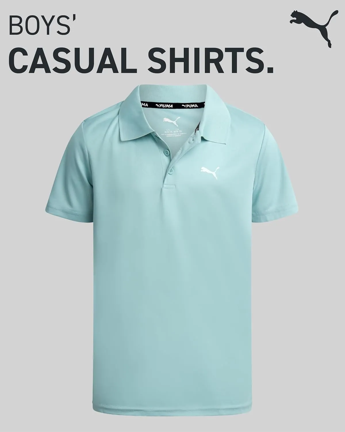 PUMA Boys Polo Shirt - Dry Fit Performance Button Closure Collared Short Sleeve Golf Polo Shirts for Boys (Sizes: 8-20)