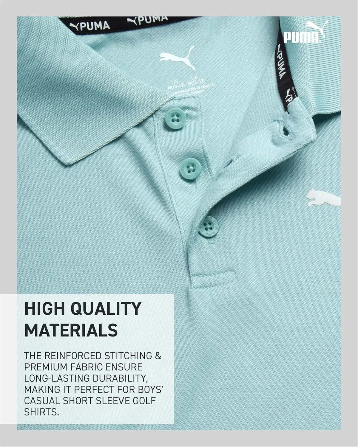 PUMA Boys Polo Shirt - Dry Fit Performance Button Closure Collared Short Sleeve Golf Polo Shirts for Boys (Sizes: 8-20)