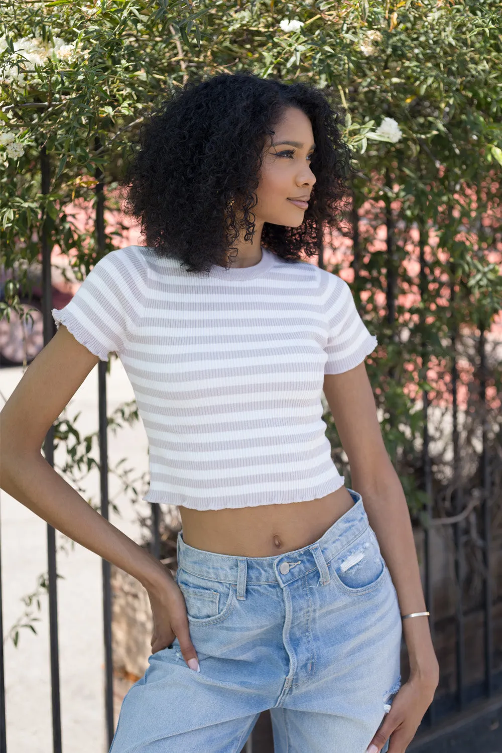 Ribbed Kint Striped Top