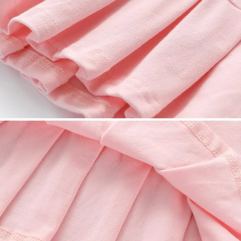 Toddler Baby Girls Polo Dress Cherry Embroidered Short Sleeve Pleated Tennis Dress A-Line Playwear Sundress