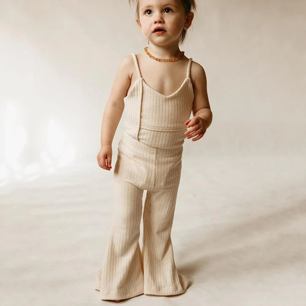 Toddler Girls Solid Color Sleeveless Romper & Bell Trousers Toddler Girls Wholesale