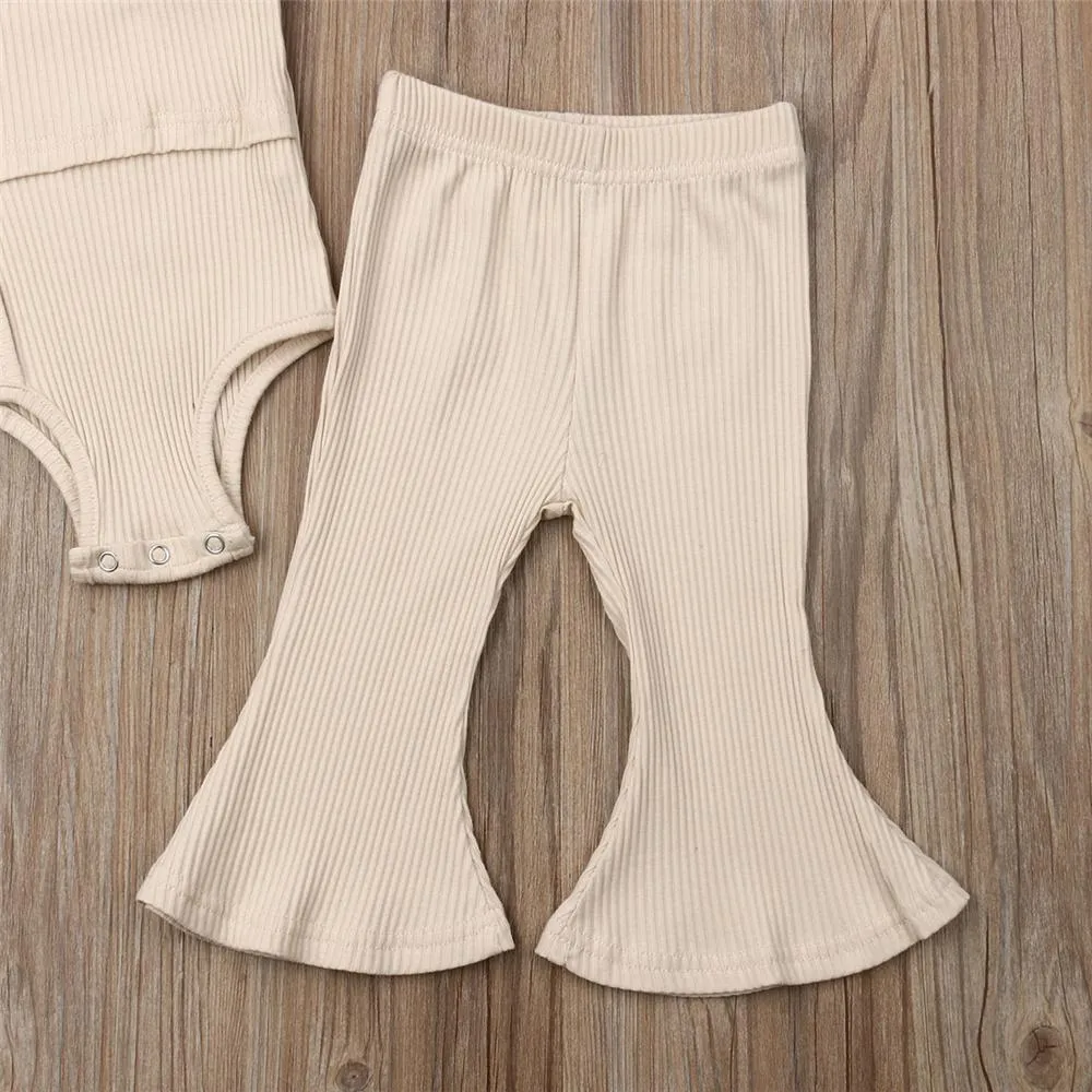 Toddler Girls Solid Color Sleeveless Romper & Bell Trousers Toddler Girls Wholesale