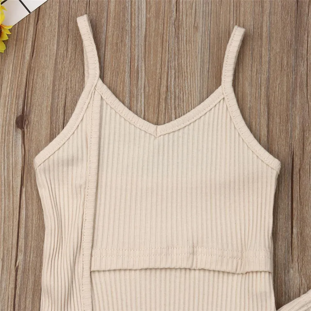 Toddler Girls Solid Color Sleeveless Romper & Bell Trousers Toddler Girls Wholesale