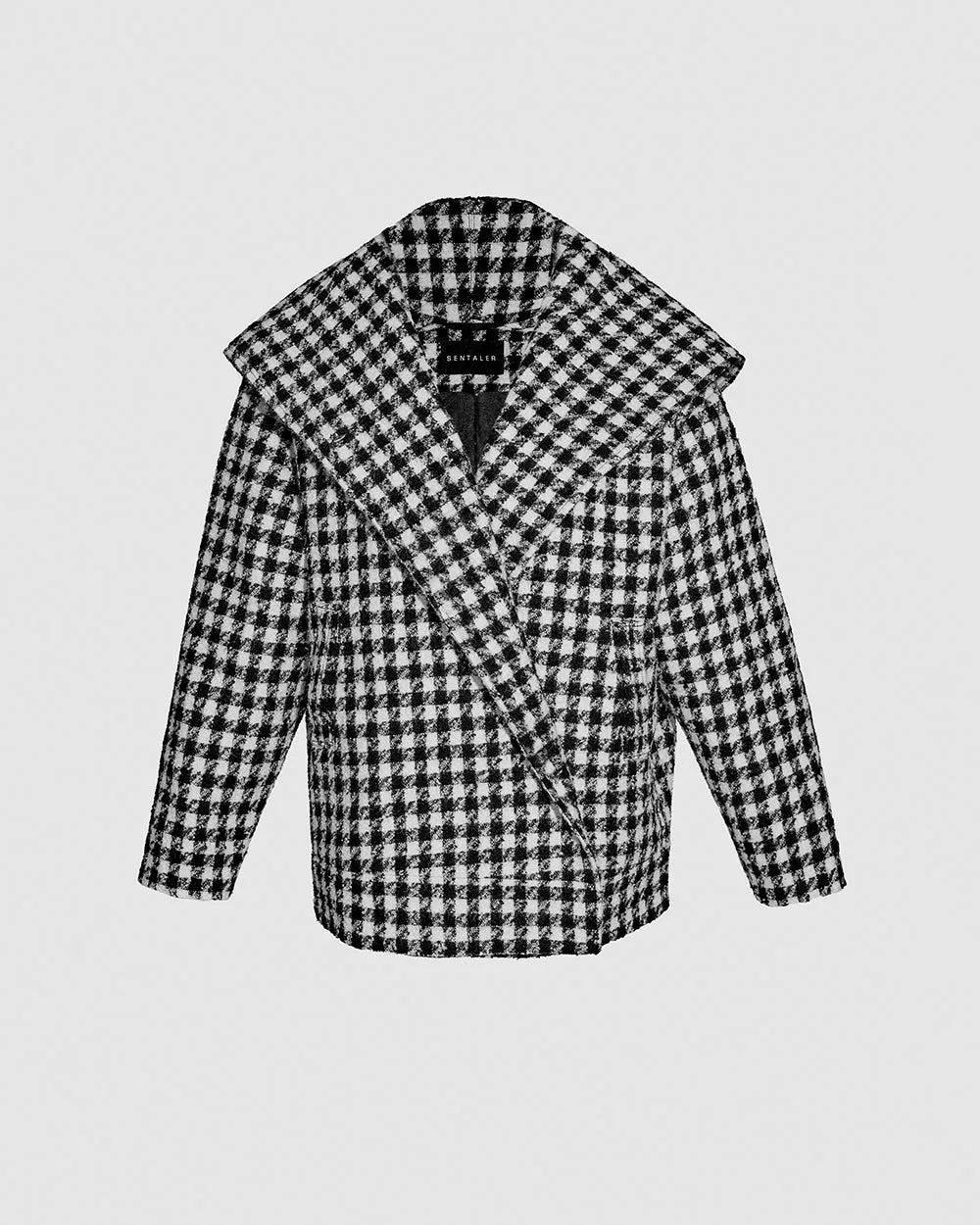 Tweed Houndstooth Suri Alpaca Oversized Hooded Jacket