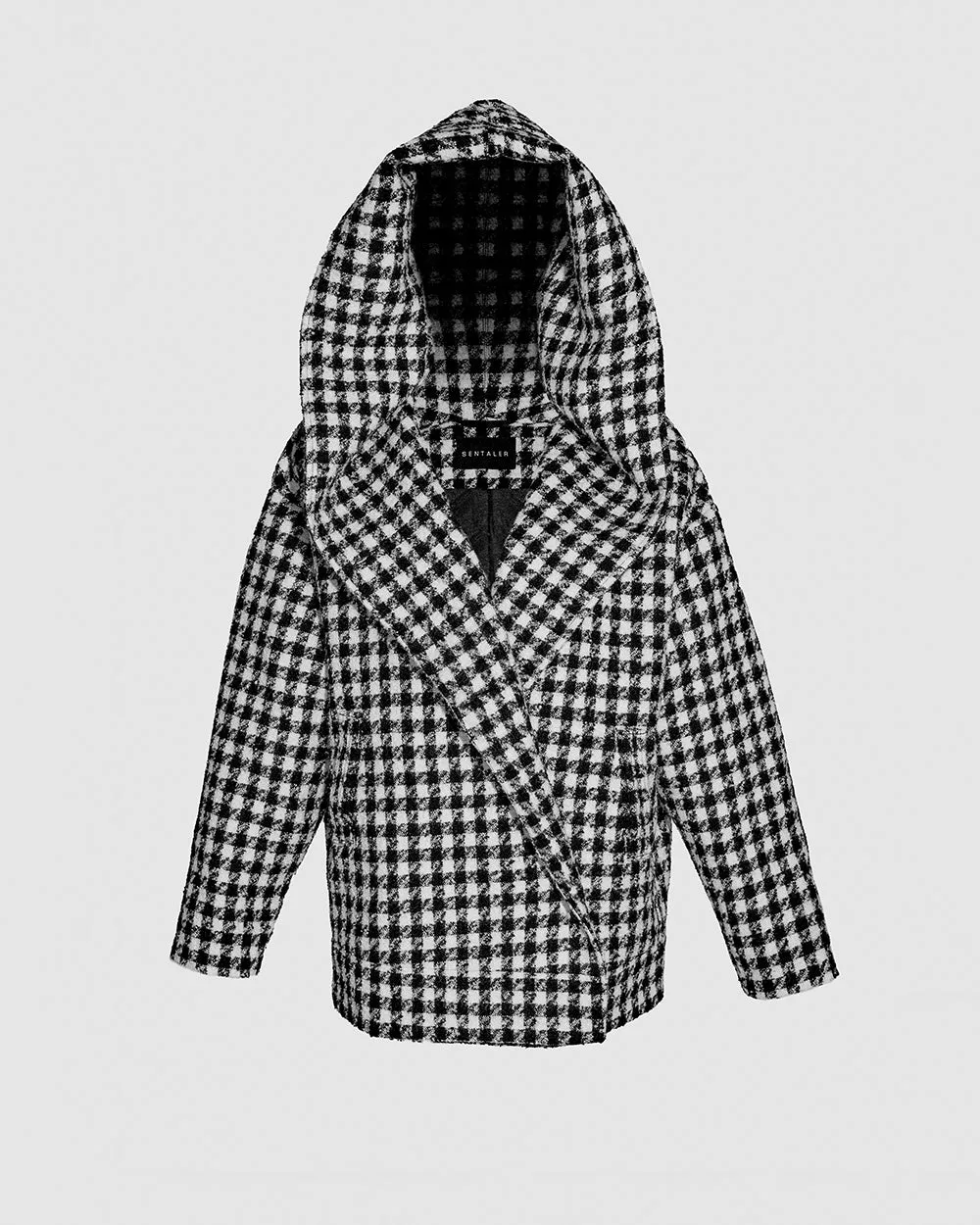 Tweed Houndstooth Suri Alpaca Oversized Hooded Jacket