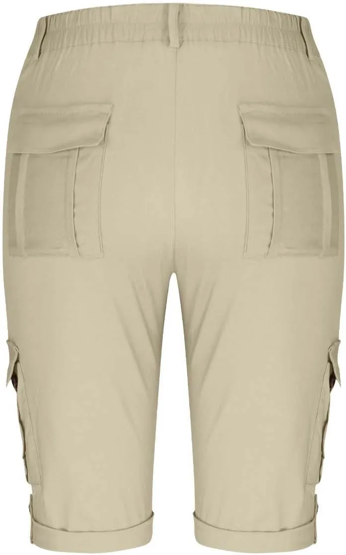 Womens Capris with Pockets Stretch Lightweight Casual Cargo Pants Rolled Summer Cropped Trousers Outdoor Clothes