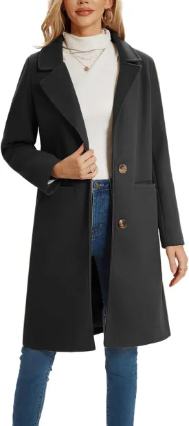Women's Notched Lapel Double Breasted Winter Outerwear Pea Coat