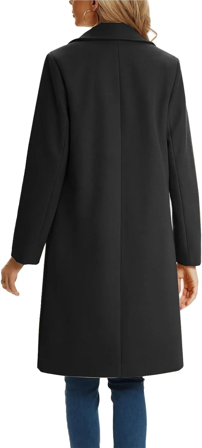 Women's Notched Lapel Double Breasted Winter Outerwear Pea Coat