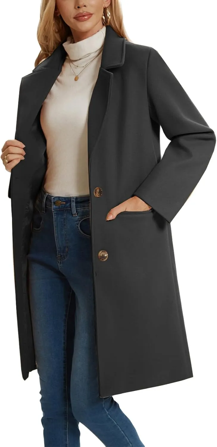 Women's Notched Lapel Double Breasted Winter Outerwear Pea Coat