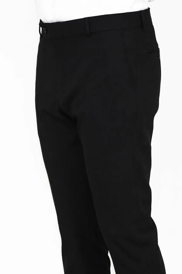 WSS Slim Fit Plain Black Men Pants  - Singen
