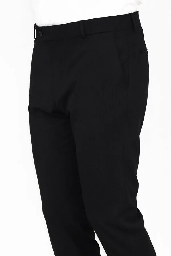 WSS Slim Fit Plain Black Men Pants  - Singen