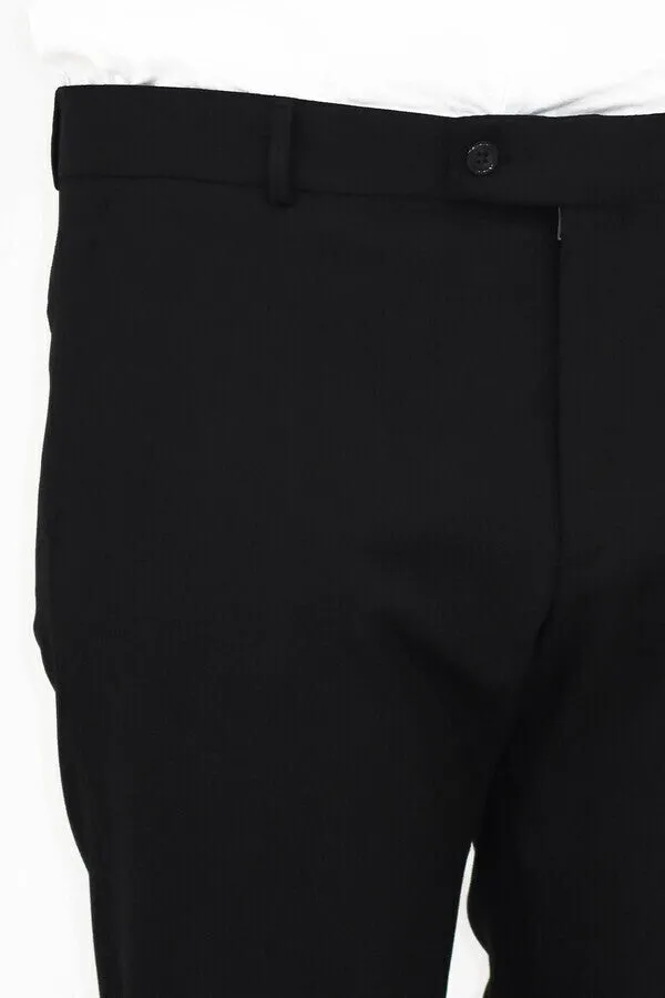 WSS Slim Fit Plain Black Men Pants  - Singen