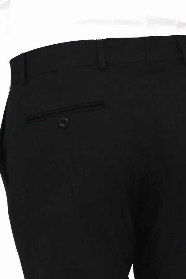 WSS Slim Fit Plain Black Men Pants  - Singen