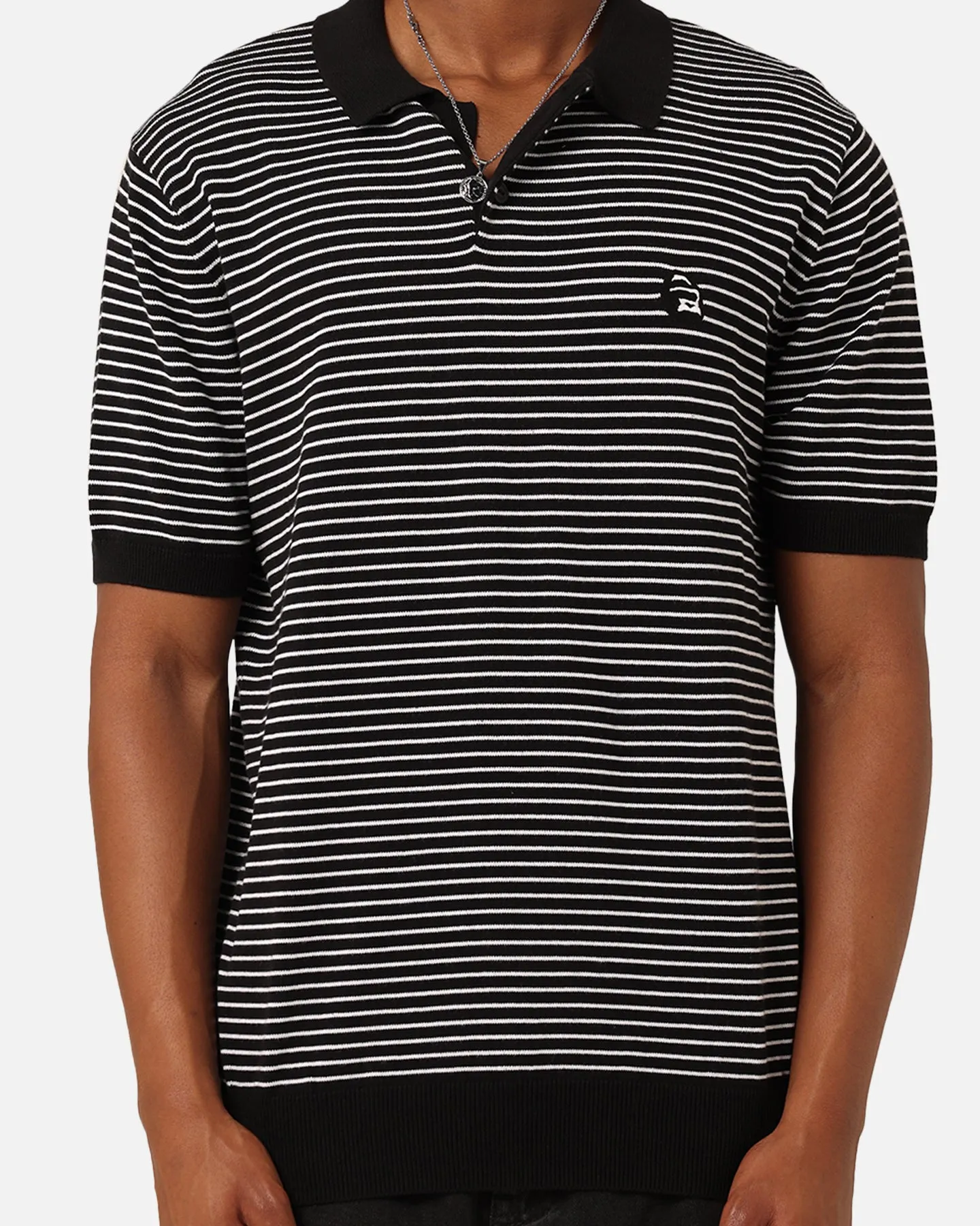 X-Large Rail Knit Short Sleeve Polo Shirt Black