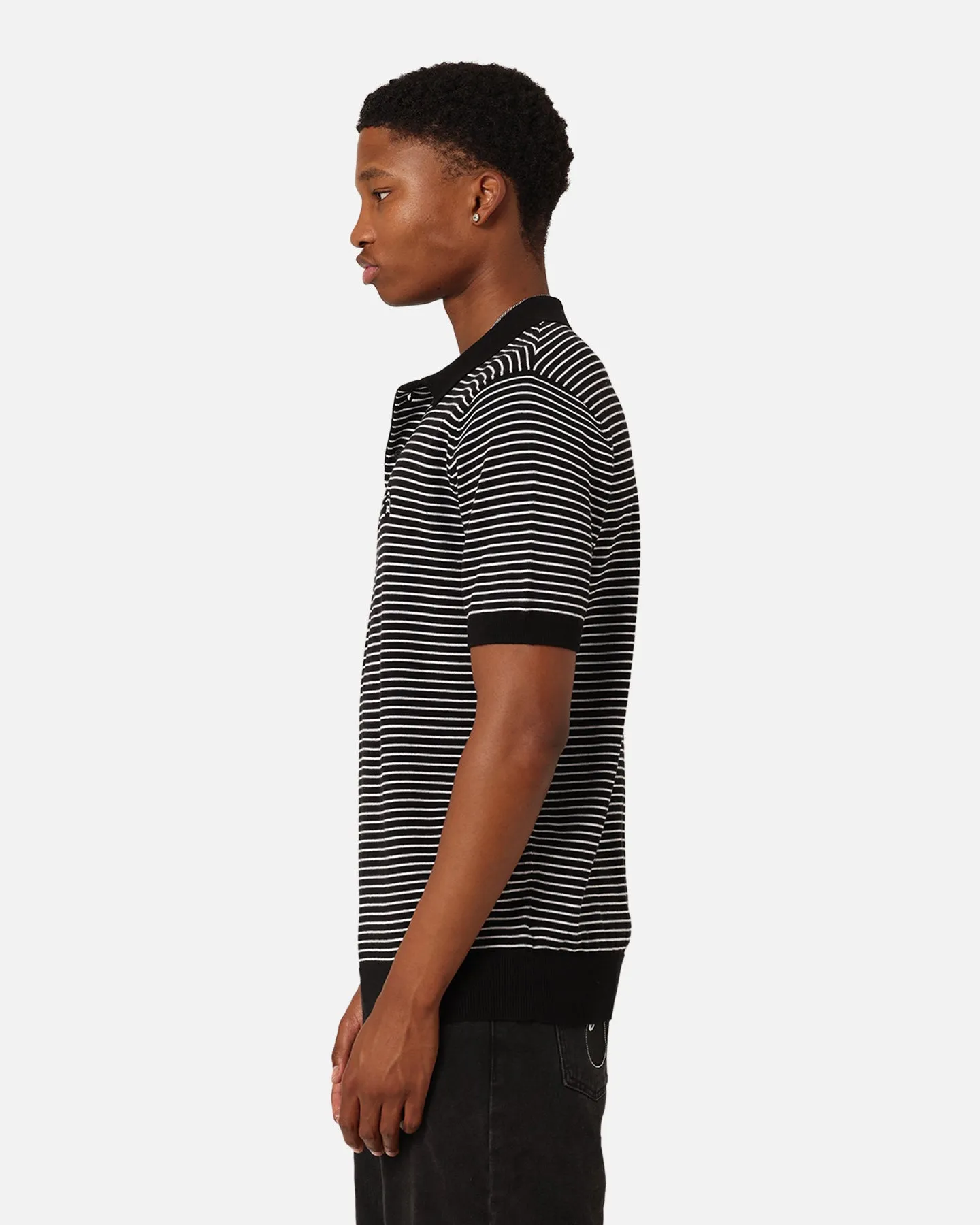X-Large Rail Knit Short Sleeve Polo Shirt Black