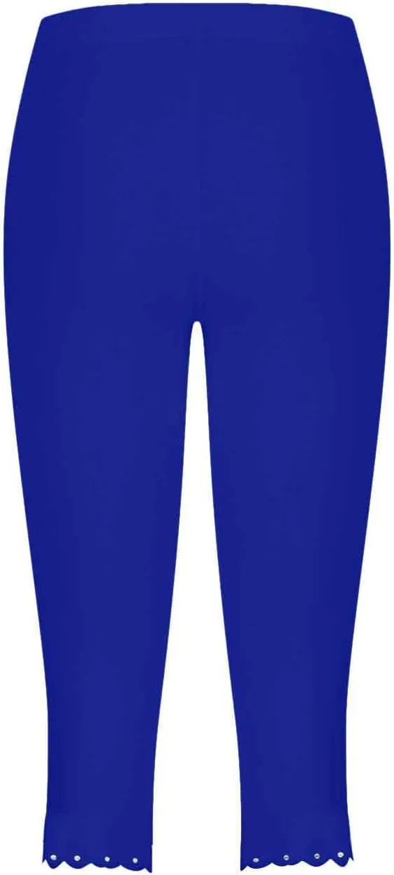 Xiaojmake High Waisted Capri Leggings for Women Summer Yoga Gym Workout Cropped Pants Rhinestone Patch Summer Beach Trousers