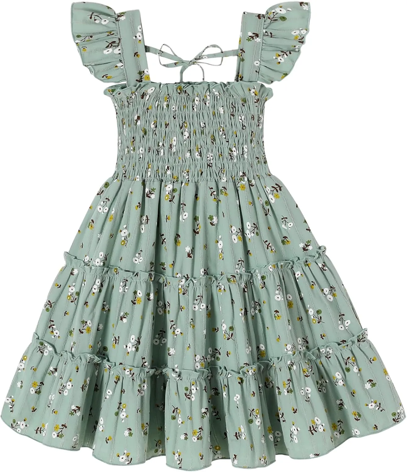 YOUNGER TREE Toddler Girl Dress Baby Girls Summer Clothes Ruffle Sleeve Floral Smock Beach Boho Dresses Sundress