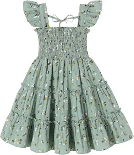 YOUNGER TREE Toddler Girl Dress Baby Girls Summer Clothes Ruffle Sleeve Floral Smock Beach Boho Dresses Sundress