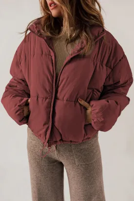 Zip-Up Collared Long Sleeve Coat